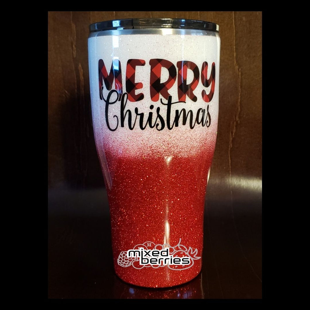 Merry Christmas Glitter Ombre Tumbler