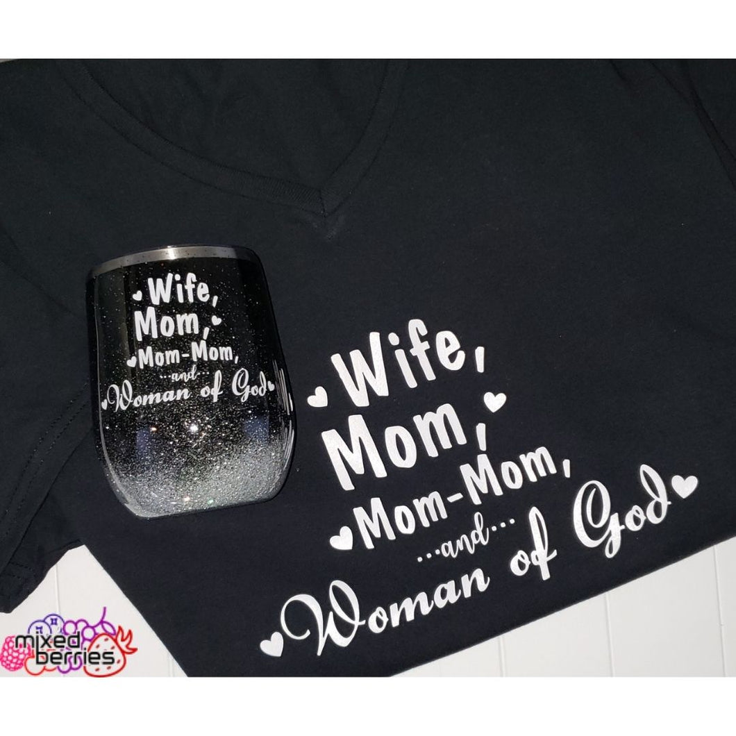 T-Shirt and 12oz Stemless Wine Tumbler Combination